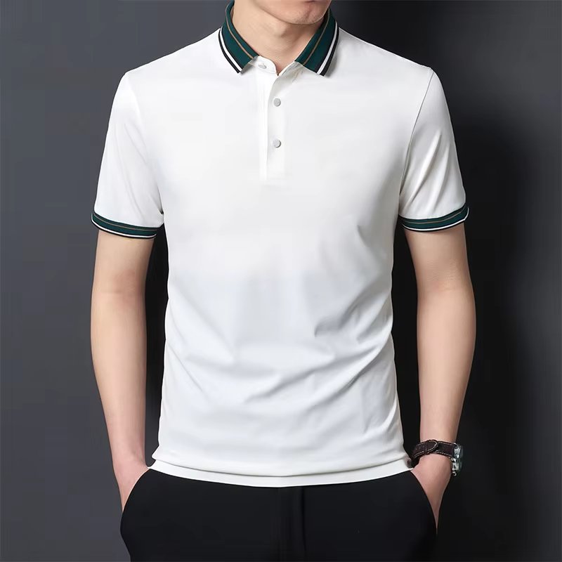 Solid Color Men's Cotton Polo T-Shirt Loose Short Sleeve Custom Embroidery Puff DTG Print High Quality 220 Gram O-Neck Shirt