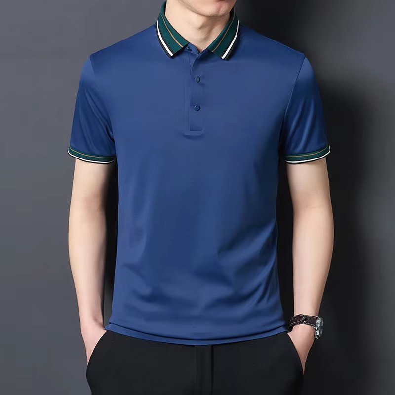Solid Color Men's Cotton Polo T-Shirt Loose Short Sleeve Custom Embroidery Puff DTG Print High Quality 220 Gram O-Neck Shirt
