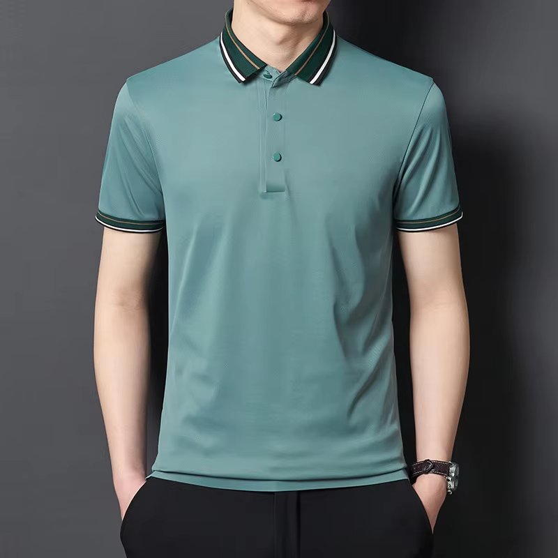 Solid Color Men's Cotton Polo T-Shirt Loose Short Sleeve Custom Embroidery Puff DTG Print High Quality 220 Gram O-Neck Shirt