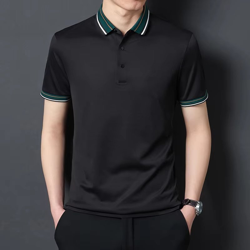Solid Color Men's Cotton Polo T-Shirt Loose Short Sleeve Custom Embroidery Puff DTG Print High Quality 220 Gram O-Neck Shirt