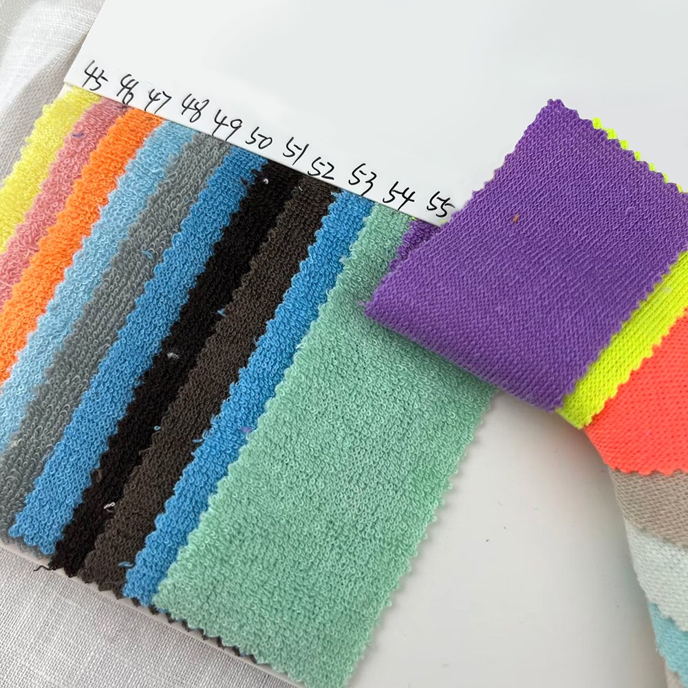 Factory Cheap Prices Multicolor 220gsm 100% polyester single-sided towel French Terry fabric for Hoodie/towel