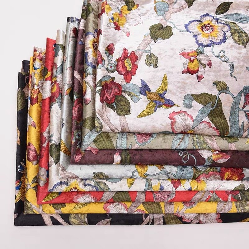 custom digital printed 100% polyester fabric spandex satin rose flower pattern designer fabric