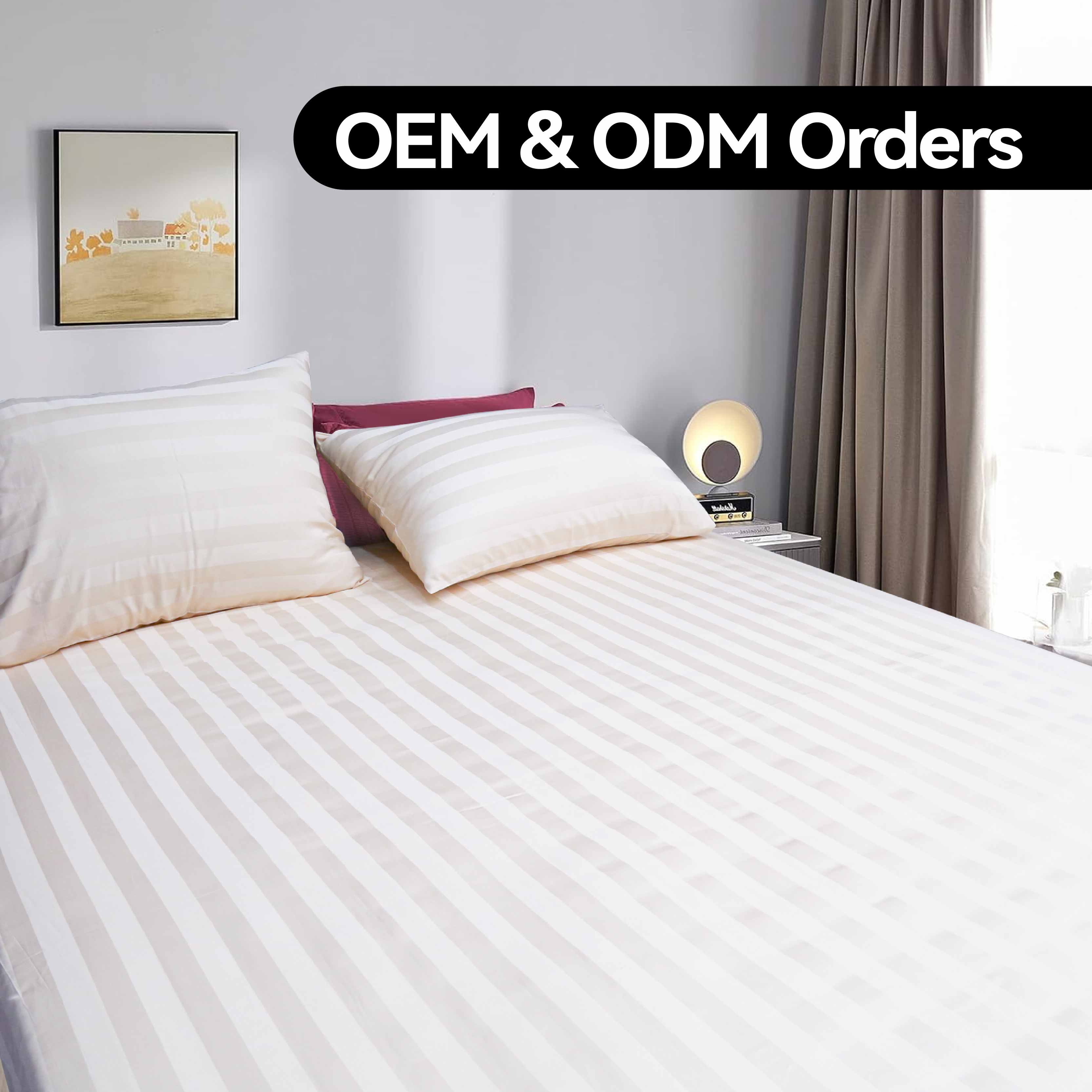 Luxury 300TC Breathable 3cm Stripe Bamboo Bedding Set Anti-Static Pillowcase and Fitted Sheet like Mulberry Silk for Home Use