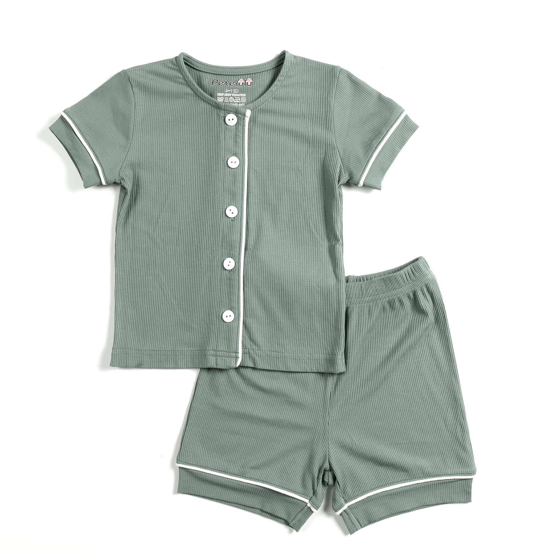 Toddler Baby Boys Girls Short sleeves Solid Tops+ Pants Outfits children clothes set Casual bamboo rib clothing