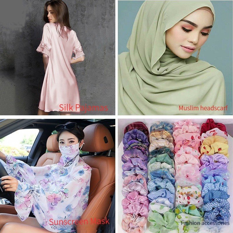 Wholesale 100% Polyester Silk Chiffon Fabric Textile Stock Chiffon Fabrics for Abaya Scarf Clothing