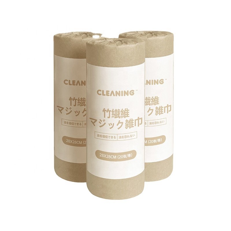 Washable Kitchen Household Cleaning Wipes Rag Bamboo Fiber roll reusable cleaning cloth