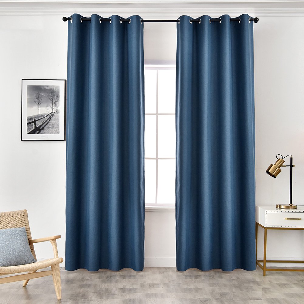 Home Decor Blackout Curtains for Bedroom Linen Blackout Window Fabric 100% Blackout Grommet Curtains for Living Room