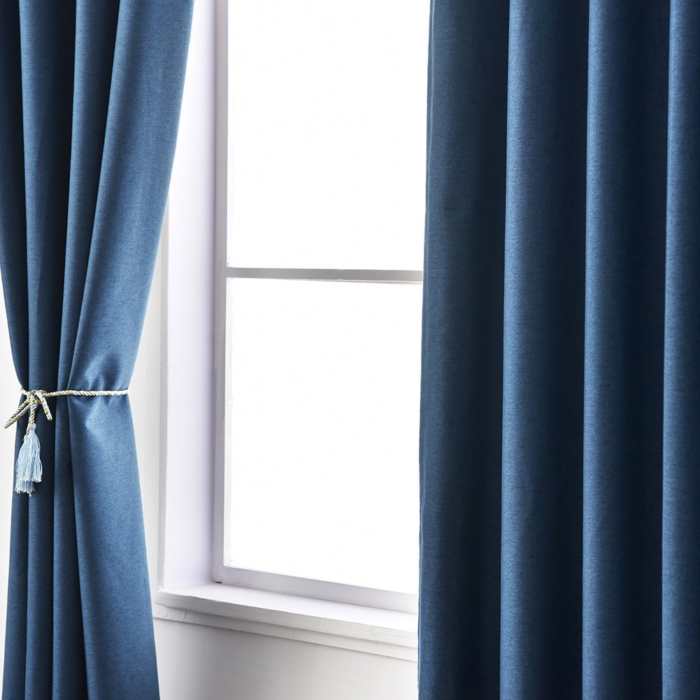 Home Decor Blackout Curtains for Bedroom Linen Blackout Window Fabric 100% Blackout Grommet Curtains for Living Room