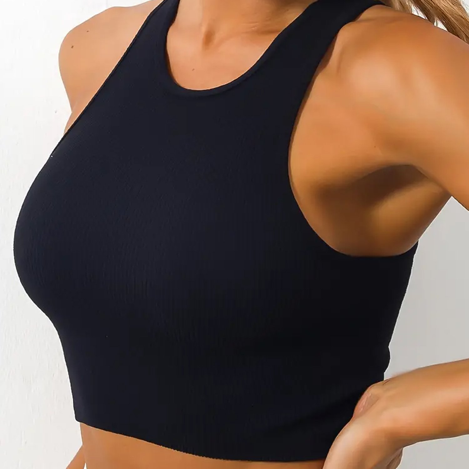 Hot Custom Logo Summer Lady Casual Ribbed Crop Tank Top Women