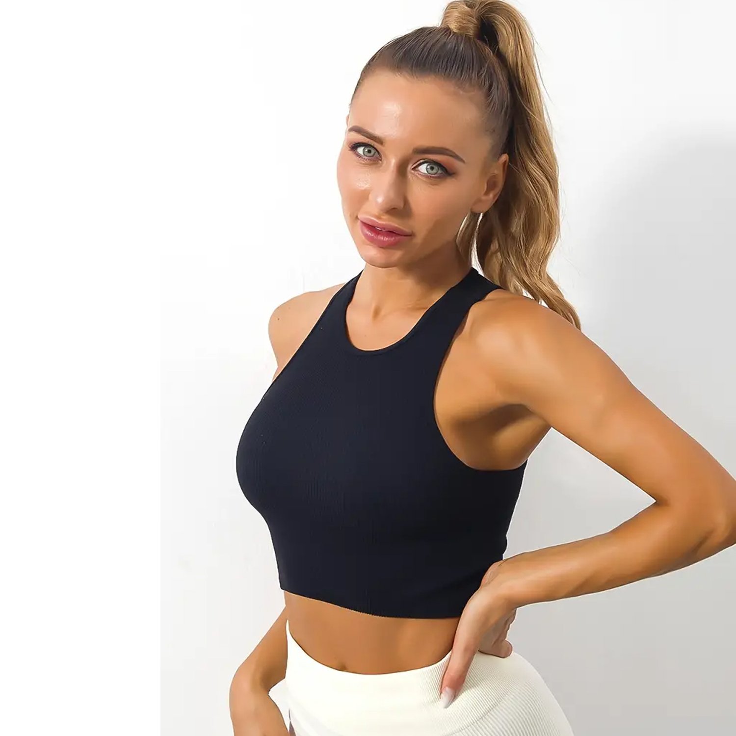 Hot Custom Logo Summer Lady Casual Ribbed Crop Tank Top Women