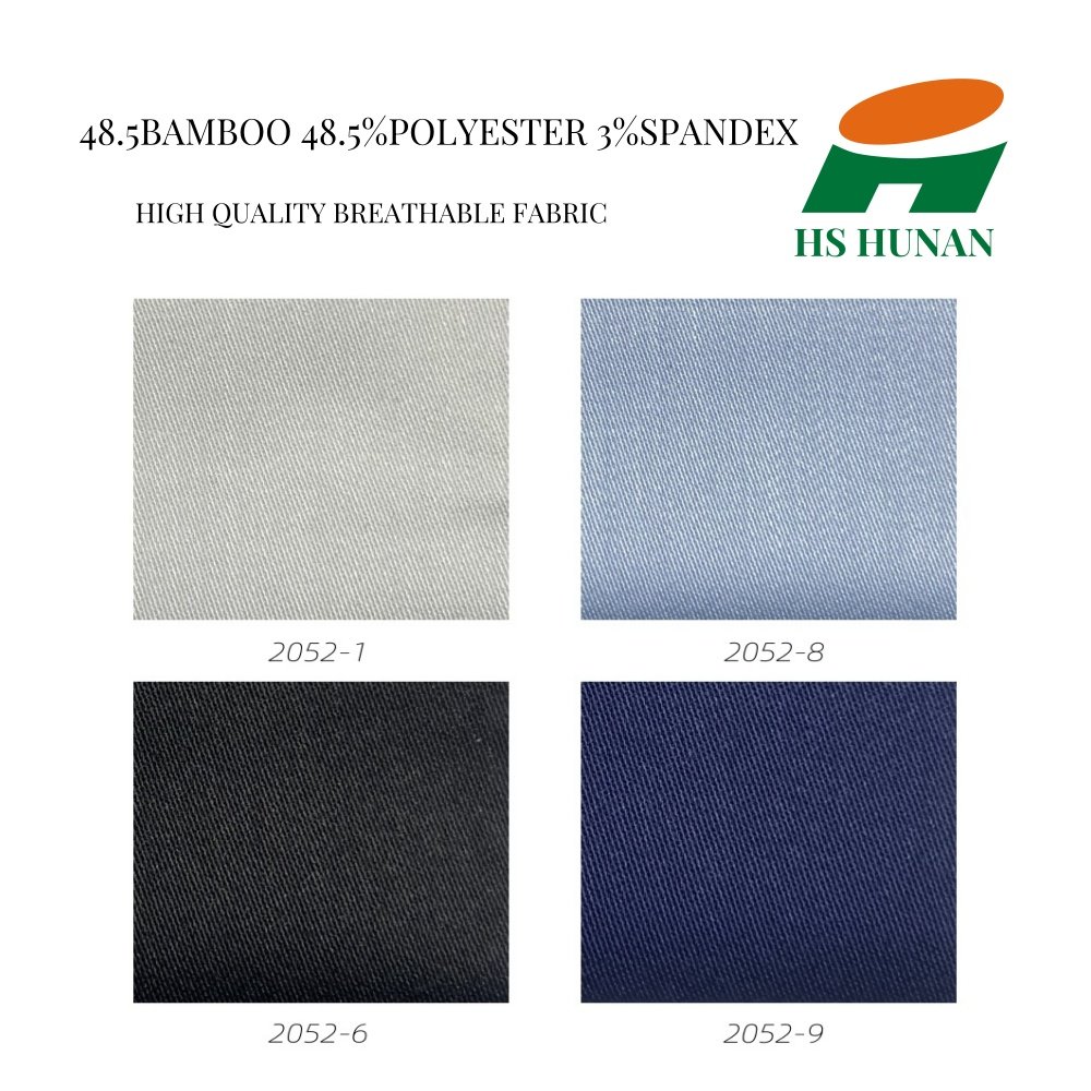 2024 New design liquid ammonia wrinkle free solid color spandex polyester bamboo fibre formal fabric for men shirt