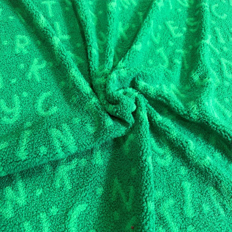 100% Polyester Red Green Warm Knit Letter Jacquard Cotton Sherpa Fabric for Christmas Decor Pajamas