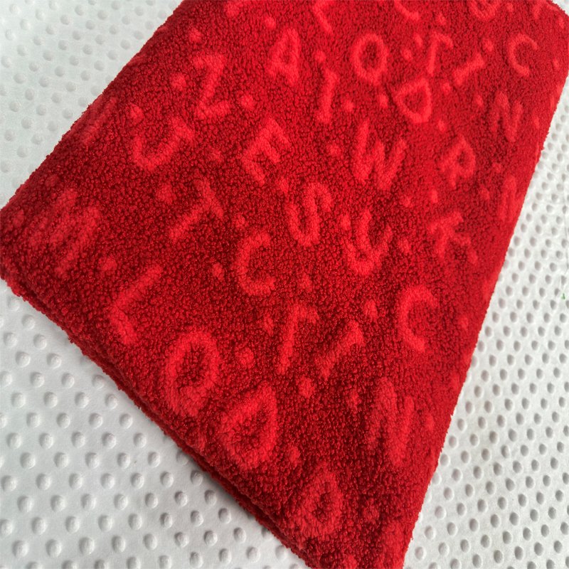 100% Polyester Red Green Warm Knit Letter Jacquard Cotton Sherpa Fabric for Christmas Decor Pajamas