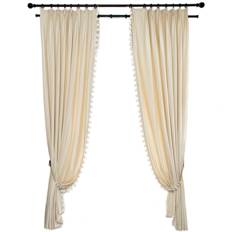 Wholesale Home Living Room Beige Velvet Window Curtains, Thermal Plain Cream White Blackout Curtain and Drapes