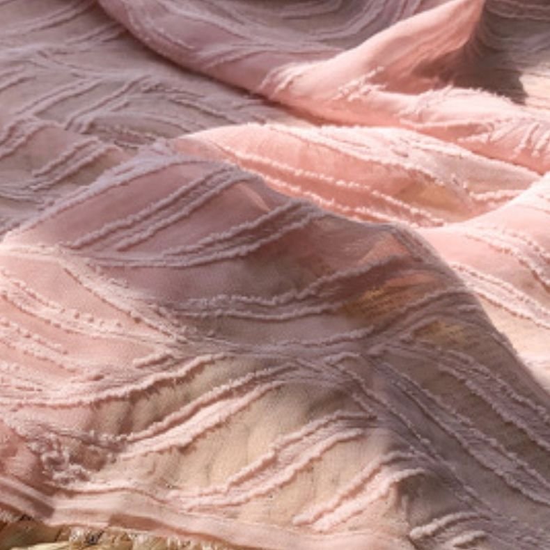 High Quality Customized Microtransparent Tulle Cut Leaf Pattern Jacquard Chiffon Fabric Stretchable for Dresses