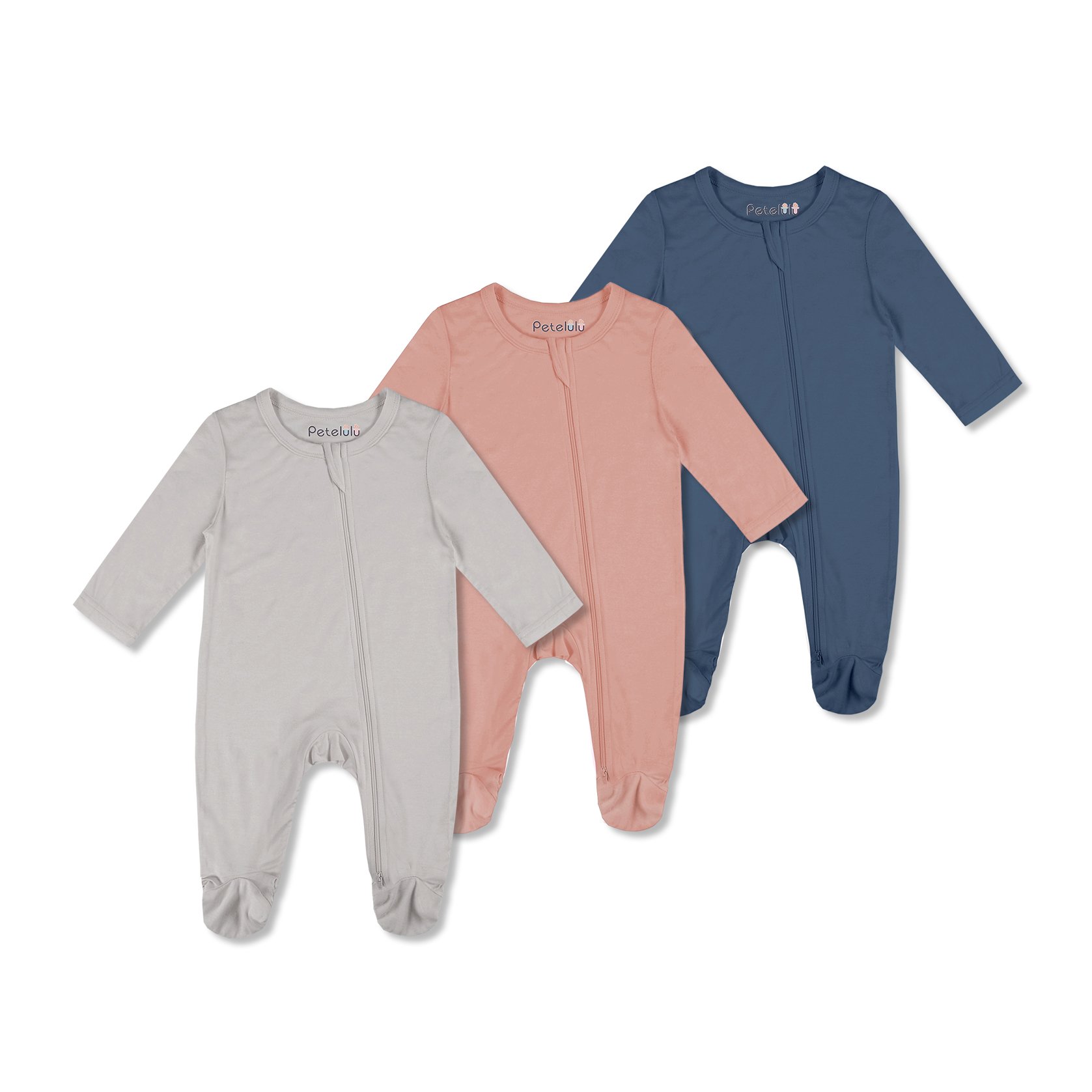 Petelulu 95%bamboo 5%spandex Organic Bamboo Baby Footie Zipper Romper for Unisex Full Customized Logo Casual Knitted Support 360