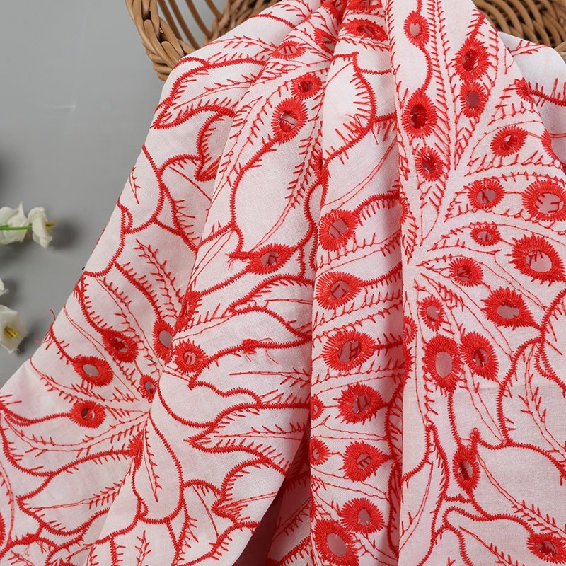 New Product Single Border Pure Cotton Embroidered Jacquard Fabric For Women