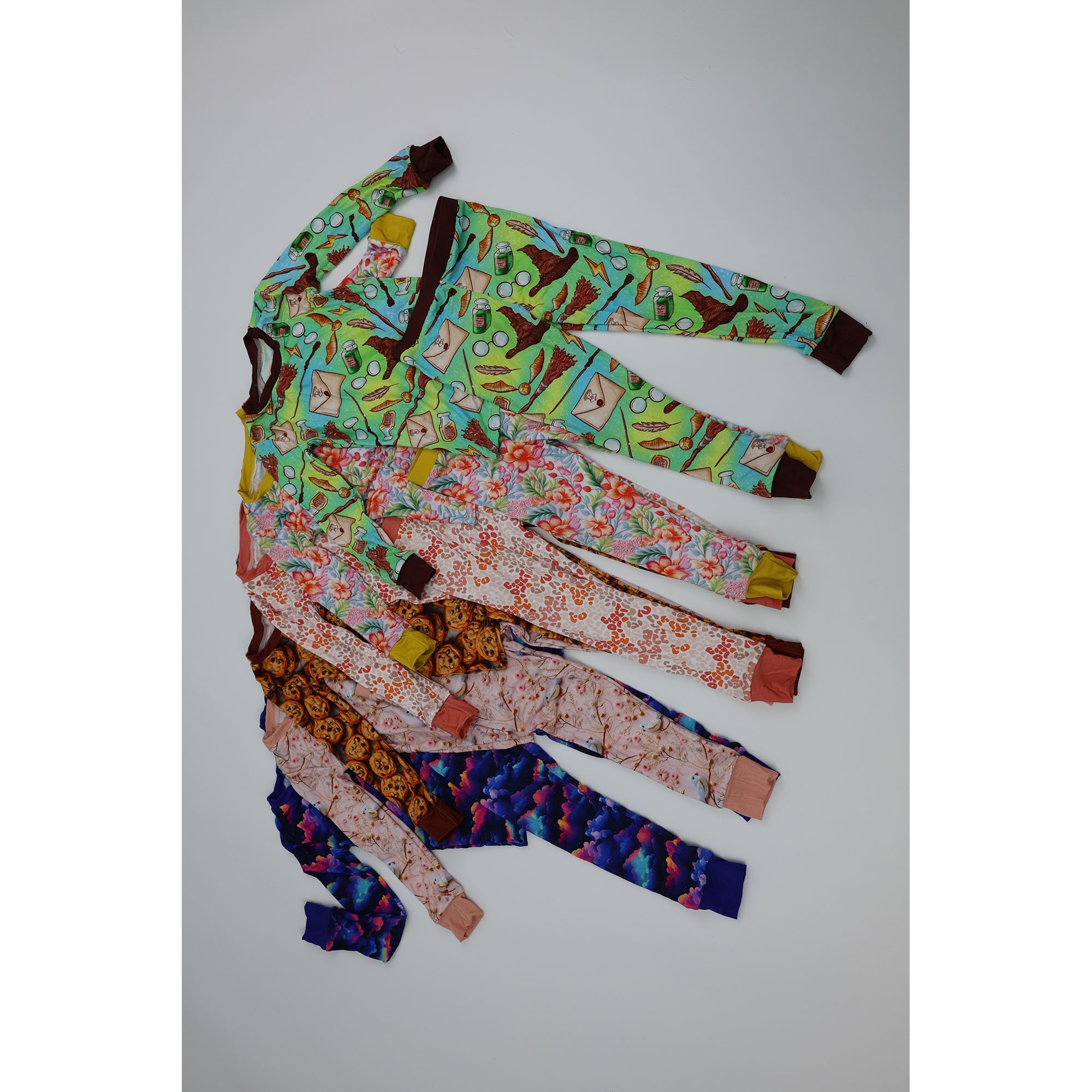 Qingli OEM Kids Baby Boy Jumpsuit Winter Clothes Two Zipper Custom Floral Bamboo Viscose Pajamas Bamboo Baby Romper