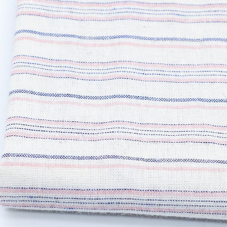 In stock tc plain dyed woven fabric high density cotton linen blend stripe fabric Men's shirt fabric