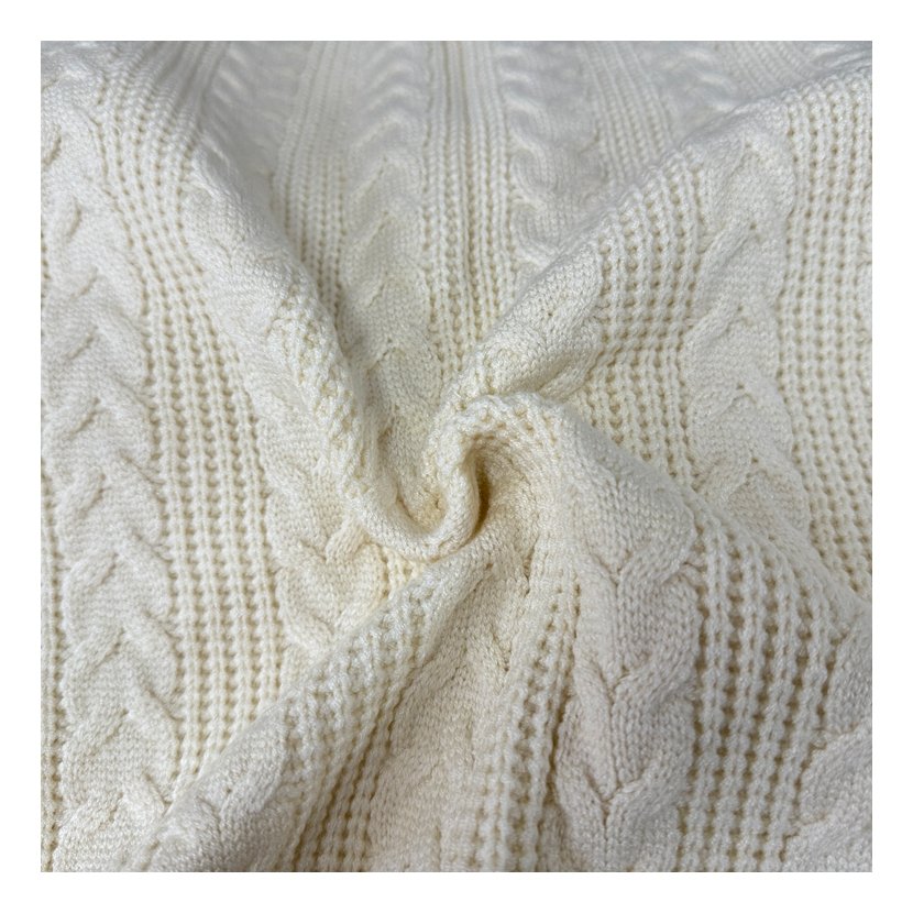 Twist coarse needle jacquard fabric 530GSM N/R/T spandex stretch for sweater and garment