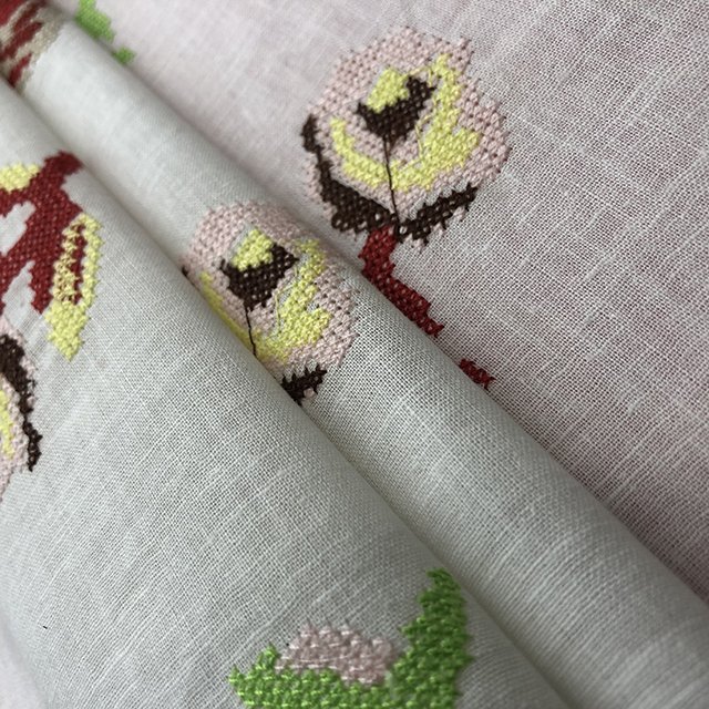 HA-15507B wholesale 2024 high quality multi color cotton linen embroidered fabric