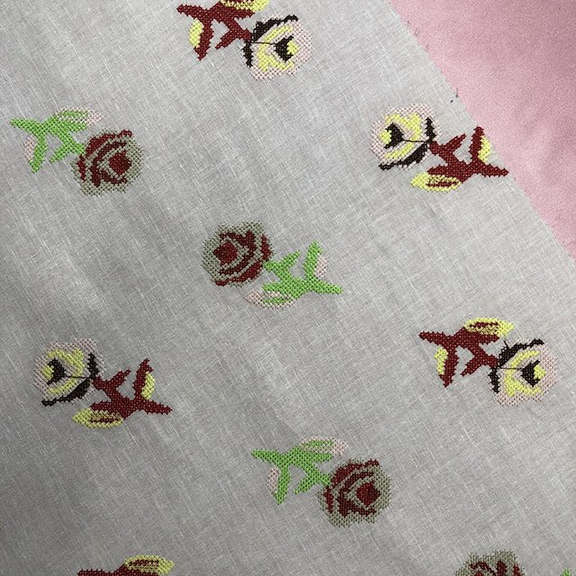 HA-15507B wholesale 2024 high quality multi color cotton linen embroidered fabric