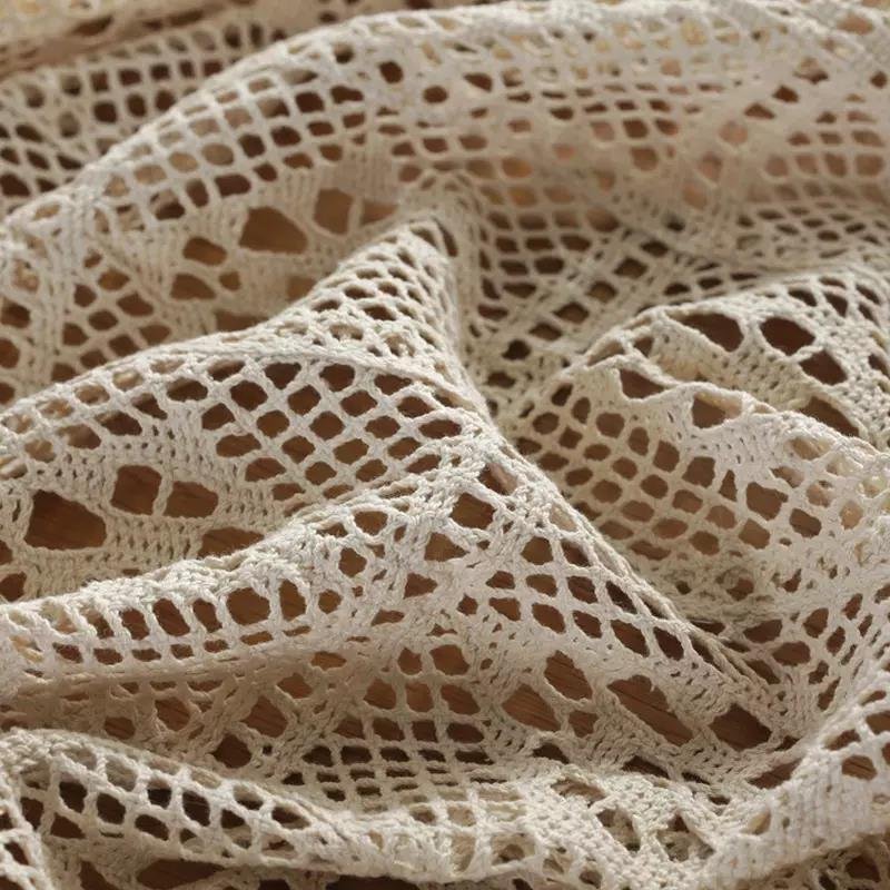 Table cloth table cover American Pastoral Hollow Crochet Tablecloth Rectangular Woven Tablecloth Lace Tassel Table Cover