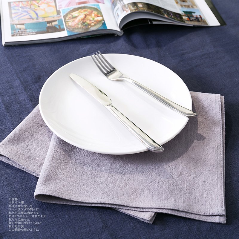 Customize Grey Linen Cloth Hemstitching Table Napkins Decoration For Dinner Wedding Restaurant