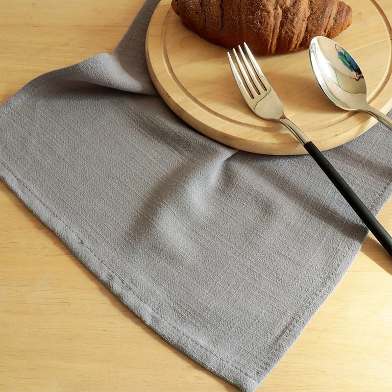 Customize Grey Linen Cloth Hemstitching Table Napkins Decoration For Dinner Wedding Restaurant