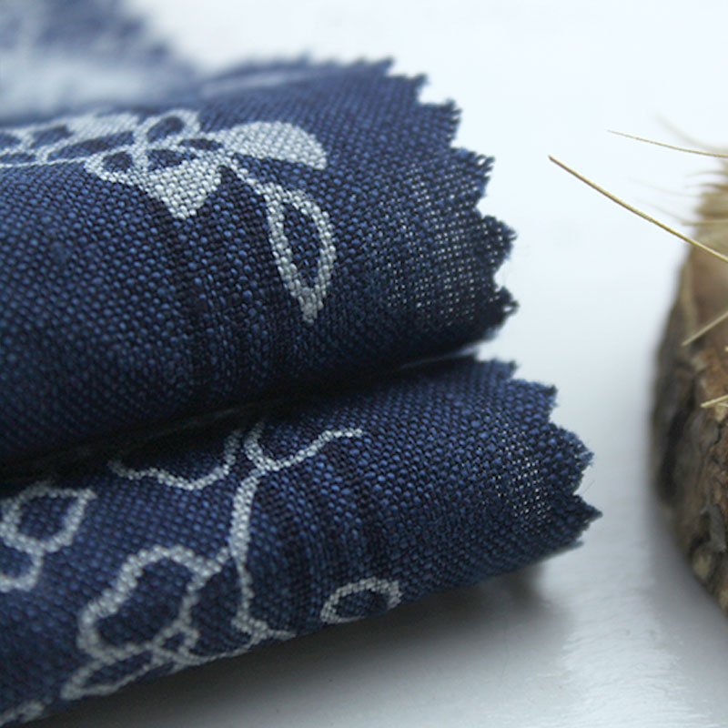 Hot Sell Delicacy Fashionable 100%Linen Woven Indigo Print Fabric for Men Shirts or Pants
