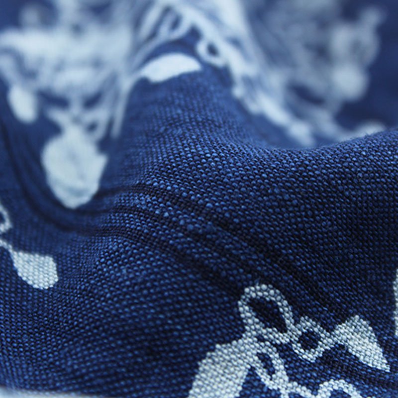 Hot Sell Delicacy Fashionable 100%Linen Woven Indigo Print Fabric for Men Shirts or Pants
