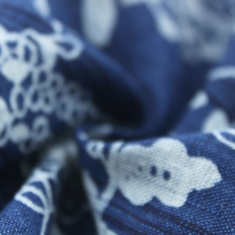 Hot Sell Delicacy Fashionable 100%Linen Woven Indigo Print Fabric for Men Shirts or Pants