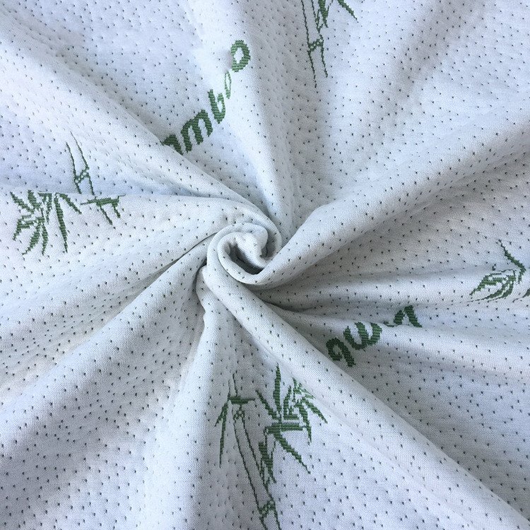 Anti-bacterial Custom Logo Knit Jacquard Bamboo Fiber 300gsm Mattress Fabric