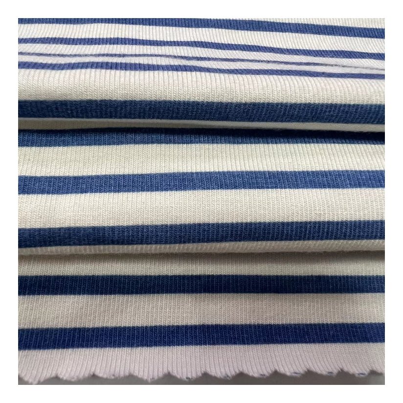 Bamboo cotton fabric cross stripe printing customized fresh pattern for ladies dress long skirt jersey