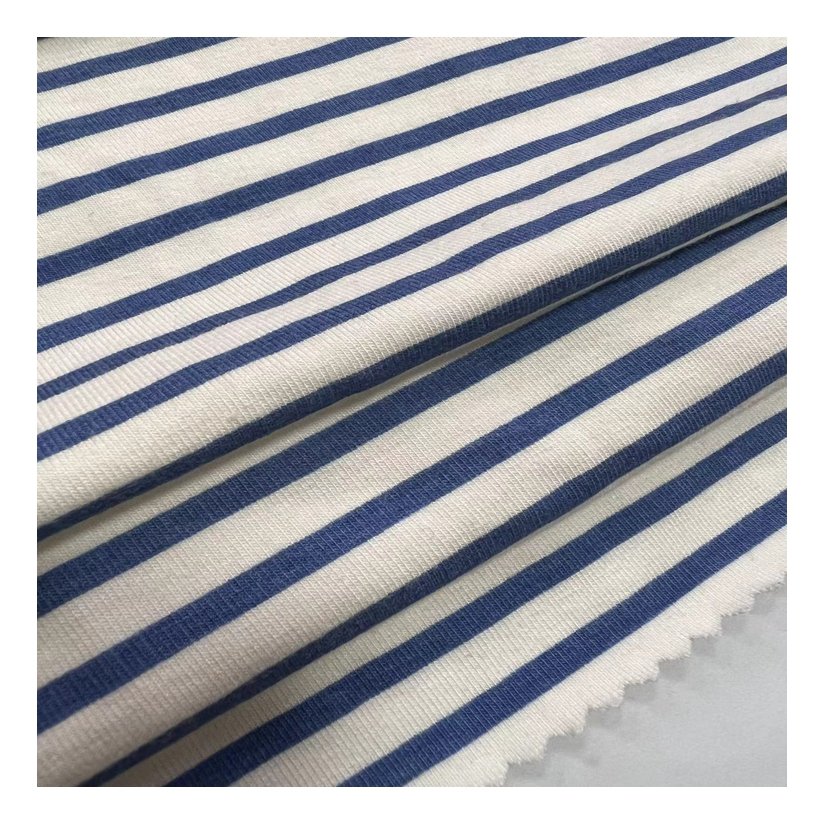Bamboo cotton fabric cross stripe printing customized fresh pattern for ladies dress long skirt jersey