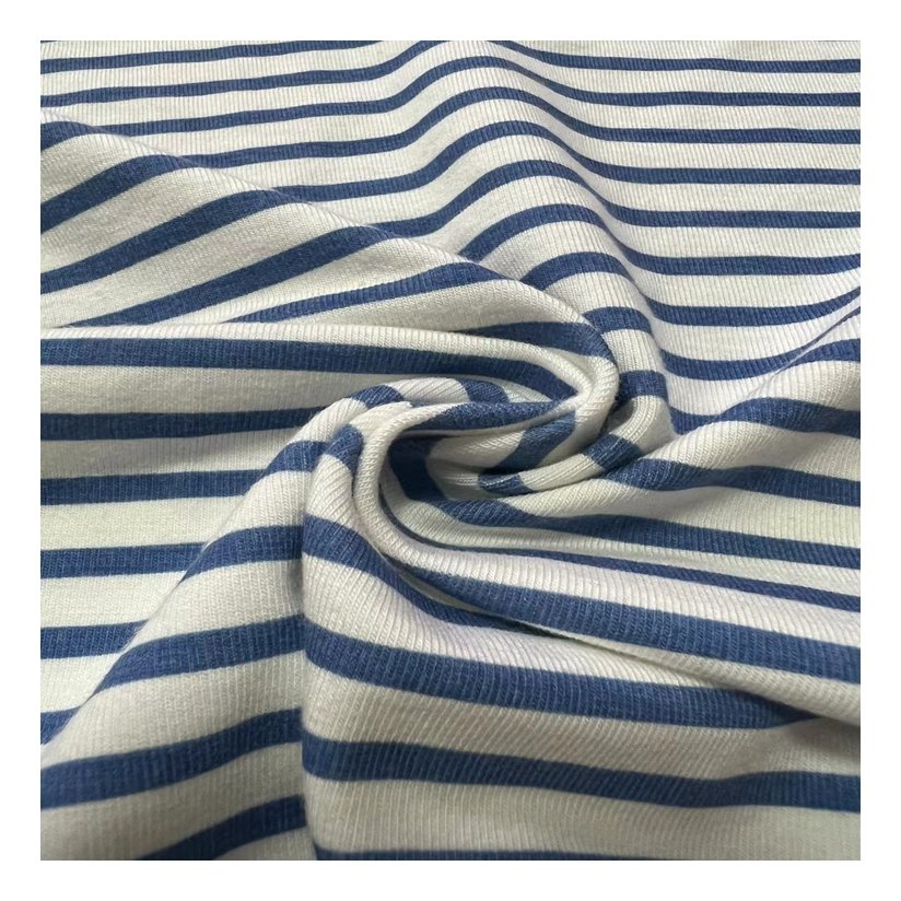 Bamboo cotton fabric cross stripe printing customized fresh pattern for ladies dress long skirt jersey