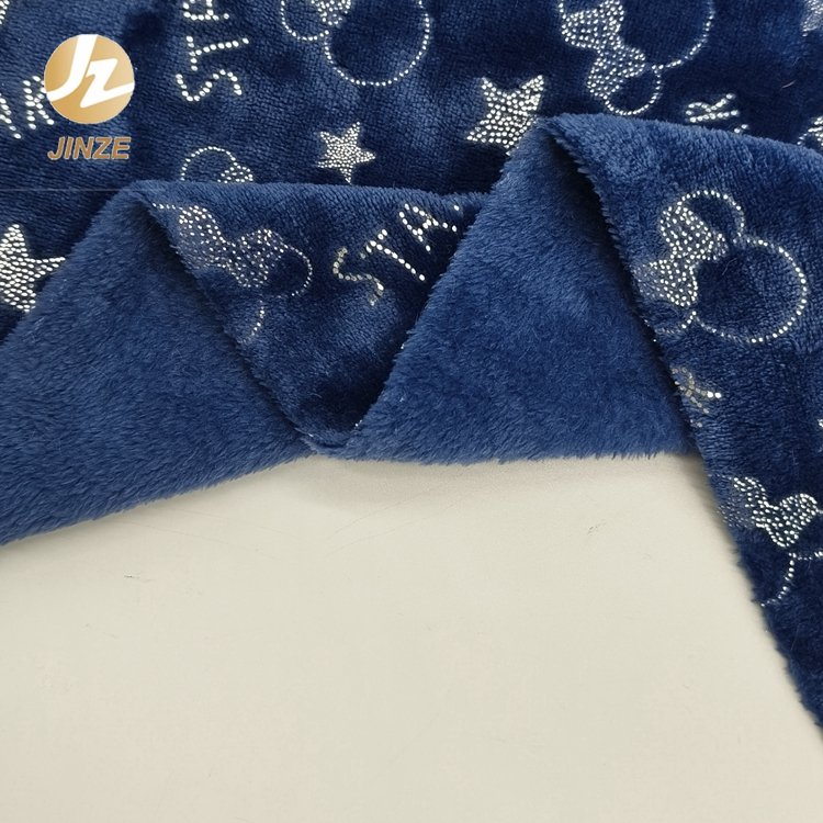 JZ Manufacturer Wholesale Hot Stamping Custom Printed Deco Fabric Eco-friendly Flannel Fleece 100% Polyester Fabric Home Textile