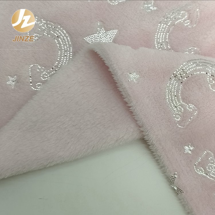 JZ Manufacturer Wholesale Hot Stamping Custom Printed Deco Fabric Eco-friendly Flannel Fleece 100% Polyester Fabric Home Textile