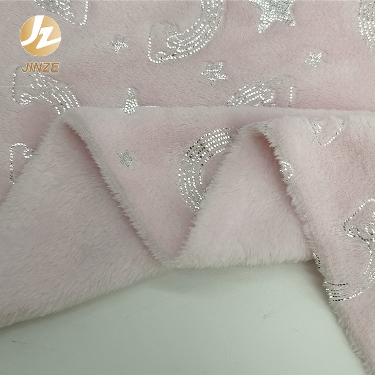 JZ Manufacturer Wholesale Hot Stamping Custom Printed Deco Fabric Eco-friendly Flannel Fleece 100% Polyester Fabric Home Textile