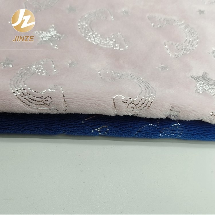 JZ Manufacturer Wholesale Hot Stamping Custom Printed Deco Fabric Eco-friendly Flannel Fleece 100% Polyester Fabric Home Textile