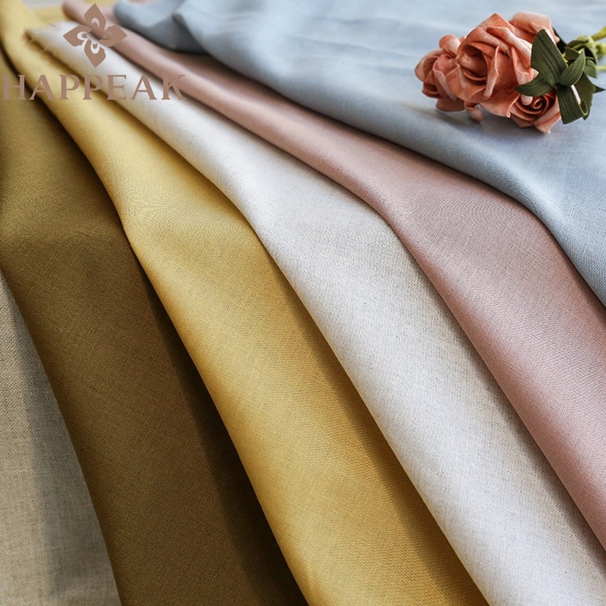 HAPPEAK High Quality 55% Linen 45% Cotton Solid Color Fabric Stone Washed Breathable Linen Cotton Fabric For Garment