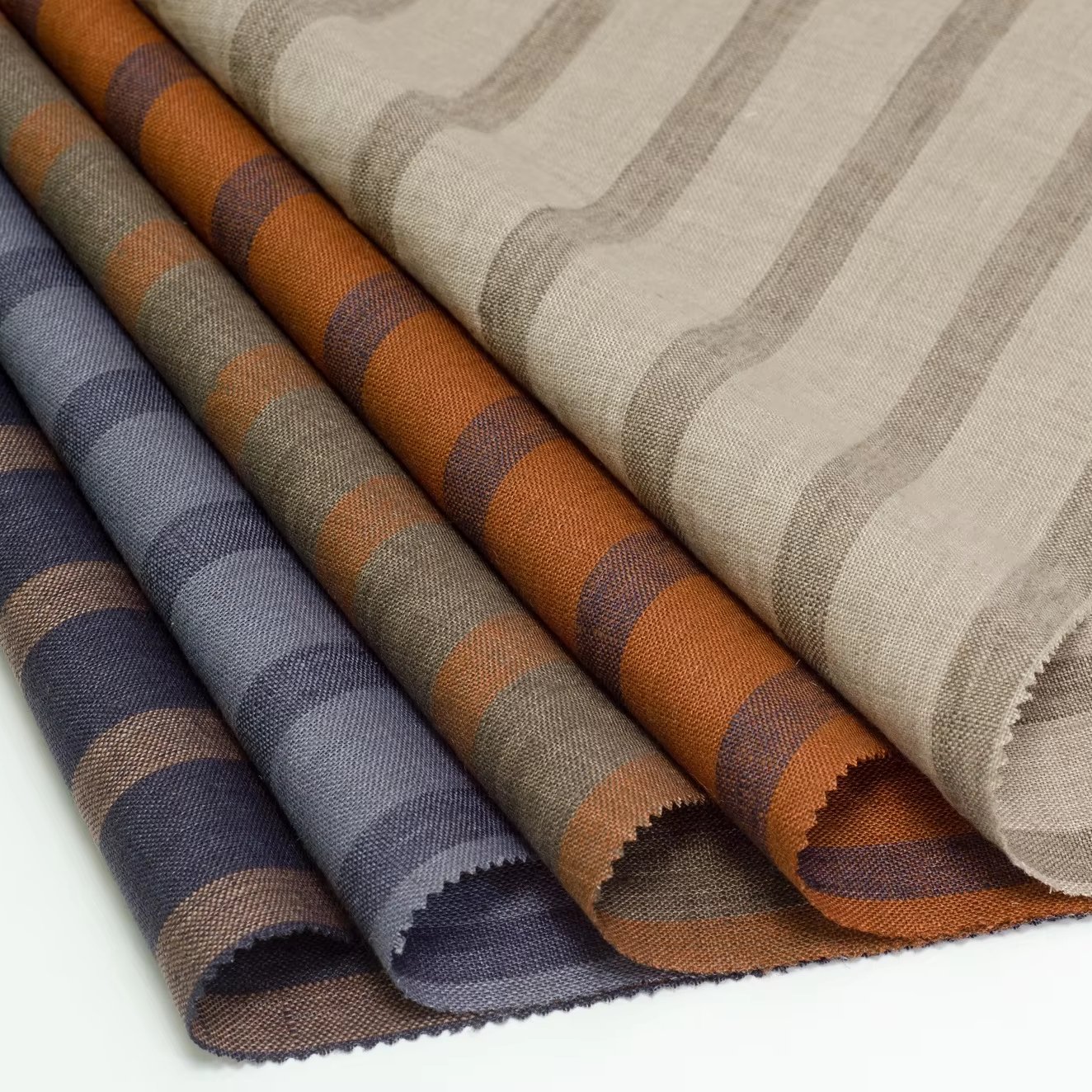 #8593 Sample order stripes linen fabric shirt fabric 100%linen yarn dyed fabric for clothing