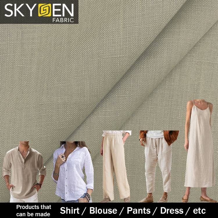 linen fabric suppliers Plain color material men clothing cotton linen fabric wholesale pure 100% linen fabric for clothes