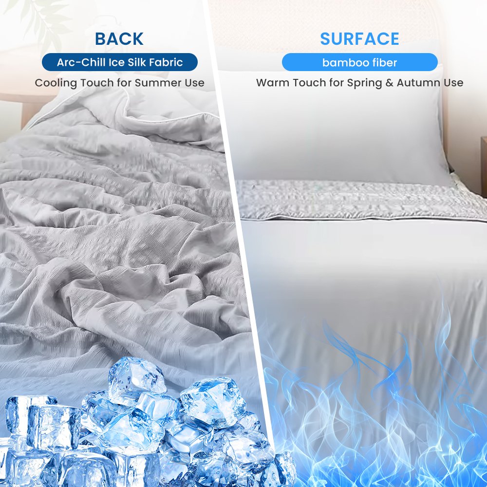 Summer Bamboo Fabric Cooling Comforter Cool Ice Silk Fabric Bamboo King Size Manufacturer Cooling Blanket