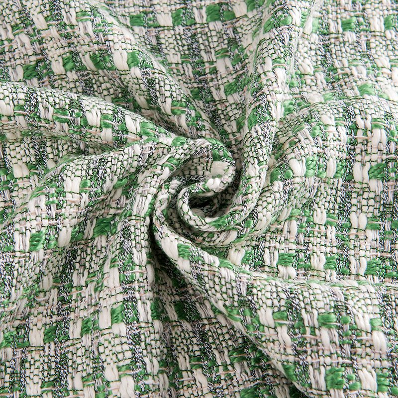 2024 new fashion spring and autumn plaid woolen pillow blanket fabric ladies tweed coat fabric with gold material