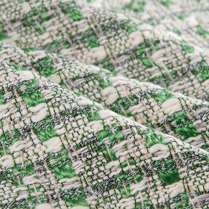 2024 new fashion spring and autumn plaid woolen pillow blanket fabric ladies tweed coat fabric with gold material