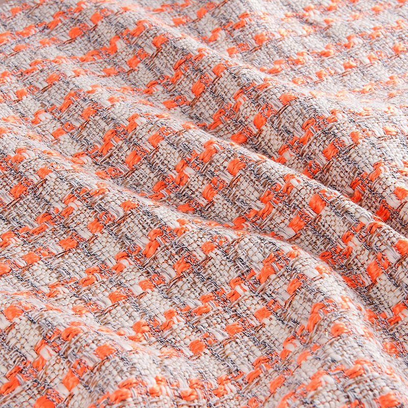 2024 new fashion spring and autumn plaid woolen pillow blanket fabric ladies tweed coat fabric with gold material