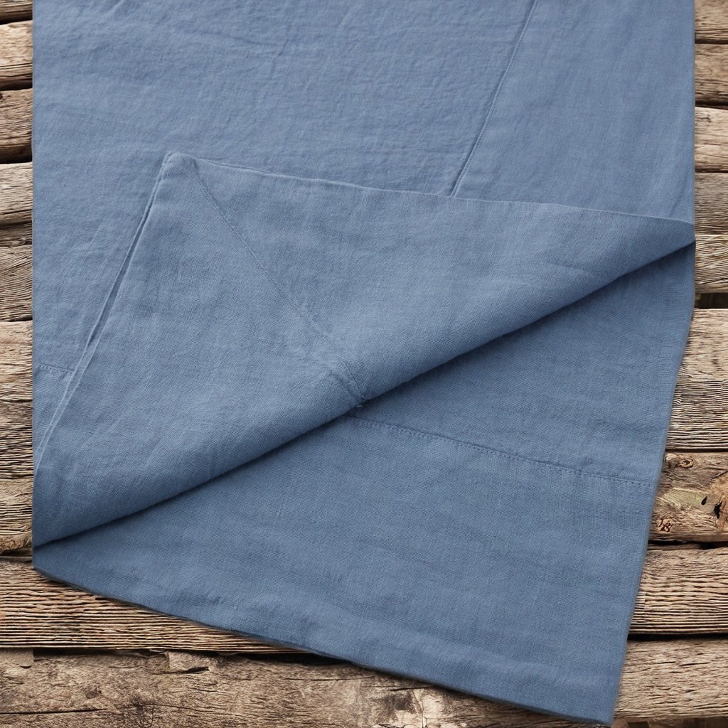 High Quality 100% Pure Linen Fabric Easy-Care 330 x 190cm Tablecloth in Light Blue Woven for Home Use for Girls