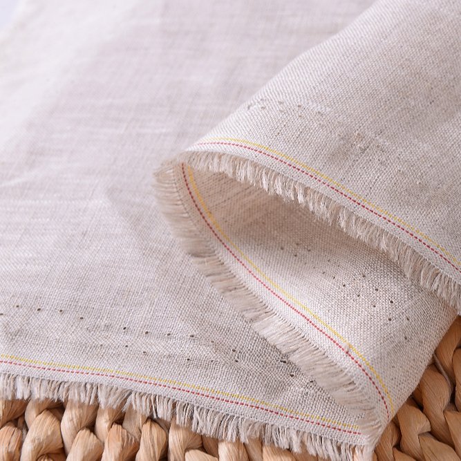 100% French linen fabric plain dyed woven pure linen for baggy pants yarn 14*14 solid color natural napkin baby mat cloth