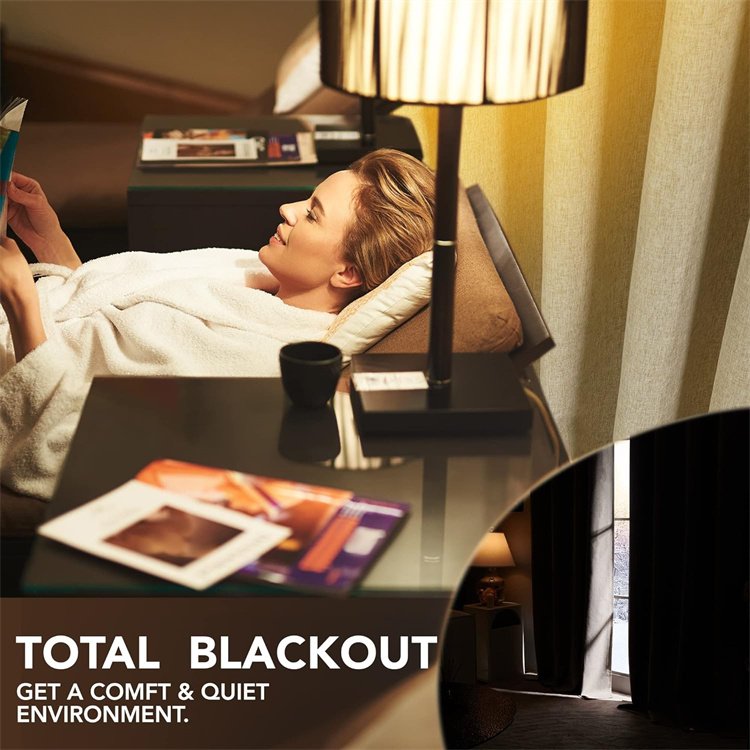 100% Sunproof Blackout Window Curtain Bonded Microfiber Fabric Room Darkening Blackout Curtain for Bedroom Living Room